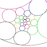 Inversion of 24 tangent circles from a deltoidal icositetrahedron onto a plane